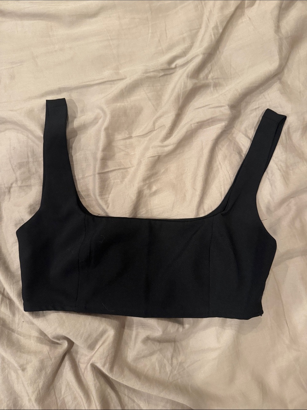 Princess Polly Black Crop Top with Square Neck